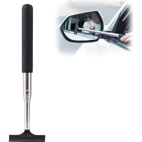 Raclette pour rétroviseur de voiture - Noir - 98 cm - Rétractable - Portable - Éponge douce (1/4)