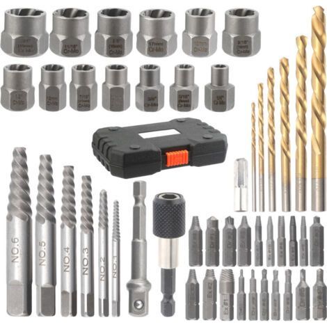 48 Pcs Screw Extractor Set, Heavy Duty Bolt Extractor Kit, Easy Extraction Set for Broken Nuts, Stripped Bolts with Portable Case (1/5)