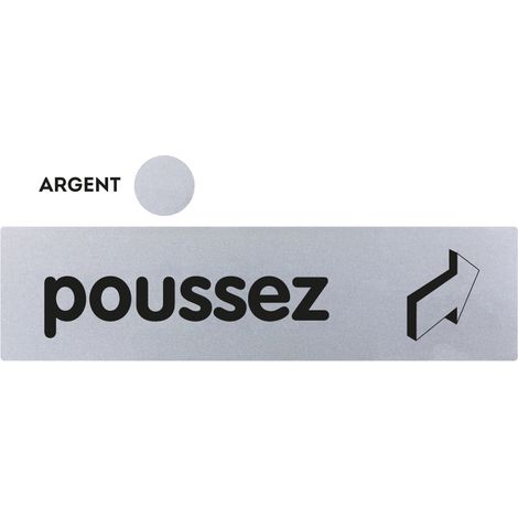 Plaque de porte Poussez (horizontal) - Classique argent 170x45mm - 4320908