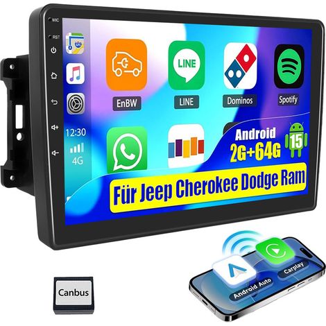 Autoradio DAB+ (en option) pour Jeep Wrangler 3 JK 2007-2016, écran 10,1 pouces, Android 15.0, RDS, GPS, navigation, Wi-Fi, CarPlay - 2+64G