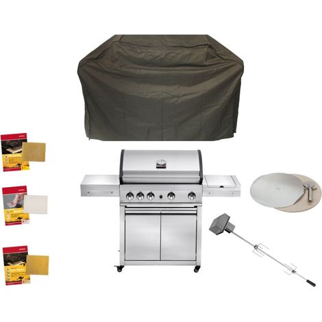Gasgrill Grandhall ELITE G5 Trolley Grillpaket 26 kW Grill Gas Gartenkamin BBQ (1/5)
