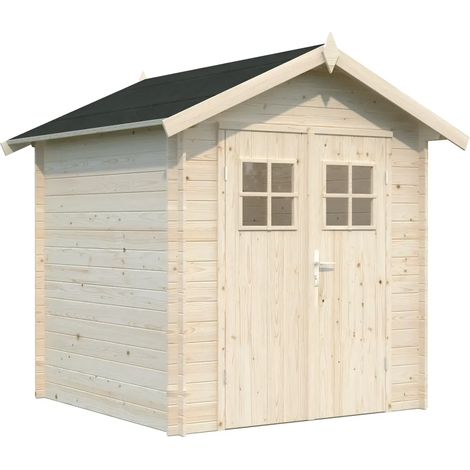 Casetta in Legno Grezzo 19 mm 200x200 cm Blockhouse Porta Doppia