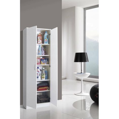 Armadio Multiuso 2 Ante Ermanno, 5 Ripiani, Apertura Battente Made in Italy, 2 Ante, 72x186h cm Bianco (1/3)