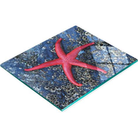 Dekoratives Schneidebrett aus gehärtetem Glas, roter Seestern, 60 x 52 cm (1/5)