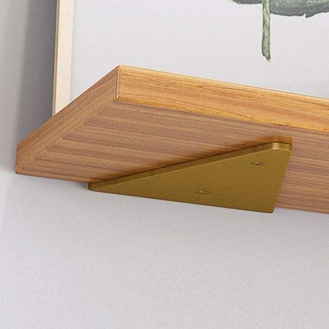 Support d'Étagère Murale Triangle Flottant, 2 Pièces en Métal Or 17x13cm, Équerre Invisible Capacité 40kg (1/5)