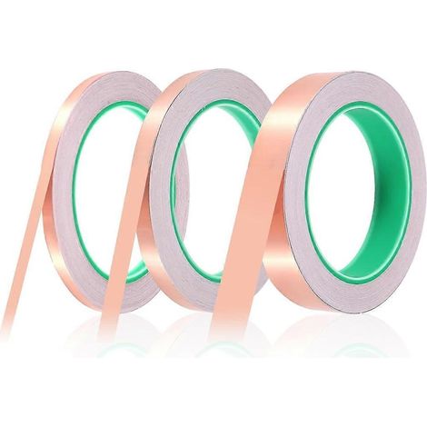3 rouleaux de ruban adhésif en cuivre 6/10/20 mm x 20 m, ruban en feuille de cuivre pour protection contre les escargots (1/5)