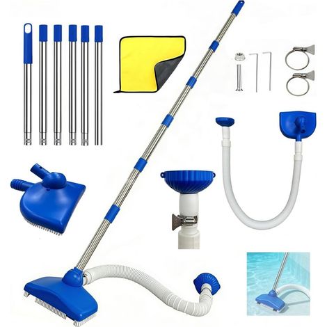 Nettoyeur de Sol de Piscine avec Tuyau Rétractable 350 cm, Aspirateur Piscine Gonflable, Aspirateur de Sol avec Tige Télescopique de 230 cm (1/5)
