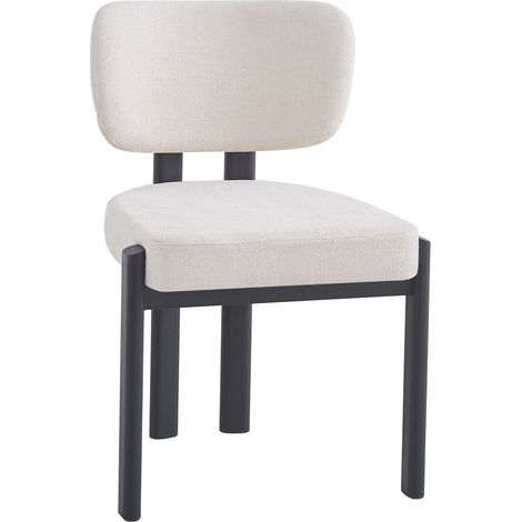 Lot de 4 chaises BAGUETTE en tissu serge chenille beige et pieds en métal noir (1/5)