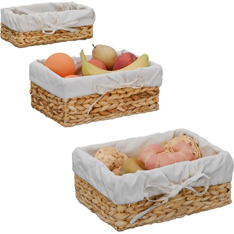 Corbeille à Pain, lot Pratique de 3, Insert en Coton, Design scandinave, Nature et crème (1/4)