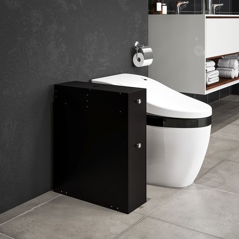 Meuble pour toilette salle de bain avec rangement papier toilette - 2 tiroirs organisateur en MDF - 17 x 48 x 58 cm (1/5)