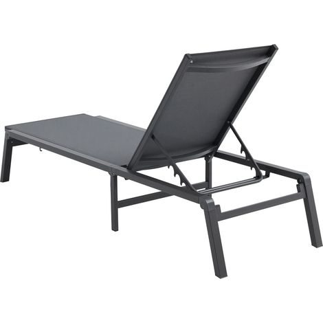 2 Aluminium-Gartenliegen, 5-fach verstellbare, klappbare Sonnenliegen, Liegestühle für Pool und Strand, dunkelgrau (1/5)