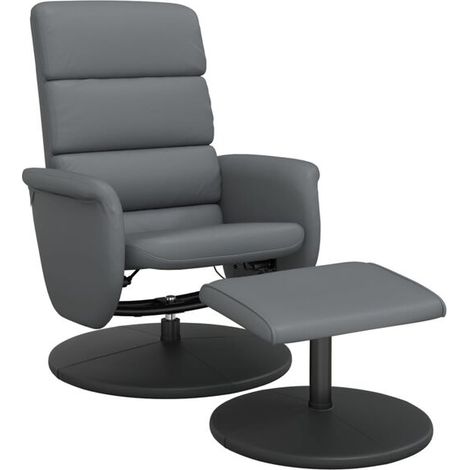 Fauteuil inclinable gris en similicuir avec repose-pieds (1/5)