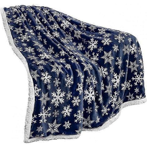 Couverture de Noël en flanelle, couverture de Noël douillette à flocons de neige, couverture de Noël adaptée à la maison et aux voyages, compatible avec les machines à laver les peluches épaisses, com (1/3)