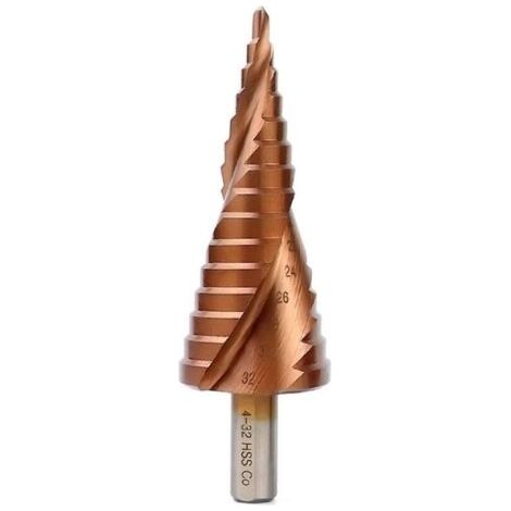 Foret étagé HSS 4-32 mm Cobalt M35 à rainure hélicoïdale Pagode Alésoir Poignée triangulaire HSS Co Perçage Fraise DC17B (1/5)
