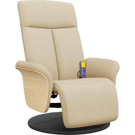Massagesessel mit Vibrationsfunktion, verstellbar, drehbar, creme Stoff (1/5)