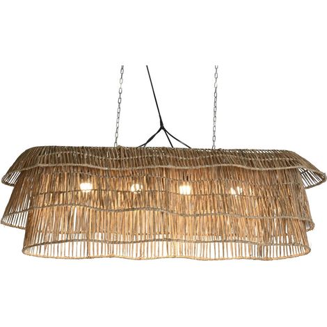 Suspension plafond fibres naturelles style bohème chic - beige naturel fibres végétales (1/5)