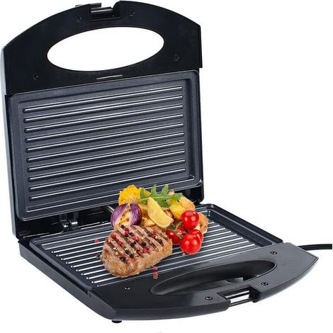 Machine à sandwich 750w avec plaque de grille, Taille compacte avec revêtement antiadhésif pour compartiment de câble (1/5)