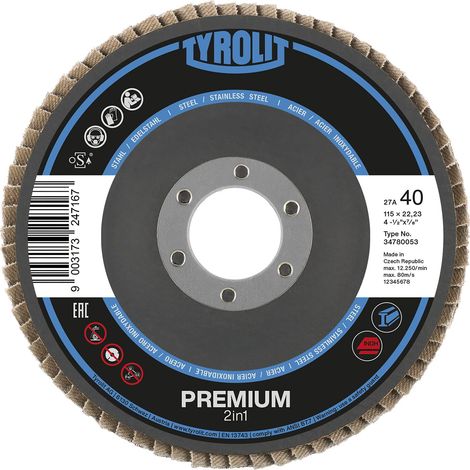 TYROLIT Schleiflamellenteller 2in1 Premiumgekröpft Ø 125 mm Korn 60 Form 27A (1/5)
