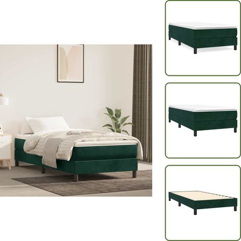 Materasso con molle - vidaXL Giroletto a Molle con Materasso Verde Scuro 120x200 cm Velluto - Letto con materasso