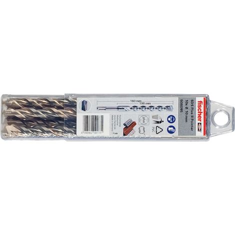 Fischer 10x Foret à percussion SDS Plus II Pointer 12/150/210 QP - 531869