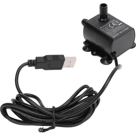 Petite pompe à eau submersible, hauteur de refoulement 0-200 cm, débit 0-250 l/h, indice de protection IP68, alimentation USB 5 V CC, 2,4 W, avec indicateur LED. (1/5)