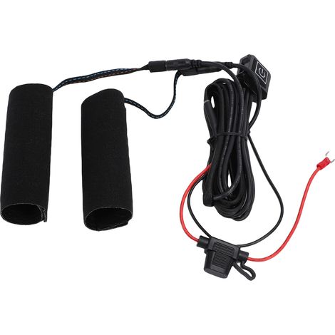 Poignées chauffantes pour moto et quad 12V – 3 niveaux de chaleur (30-100°C), chauffage rapide 10s, IP67 étanches, antidérapantes, avec interrupteur intelligent, fixation adhésive et support en L (1/5)