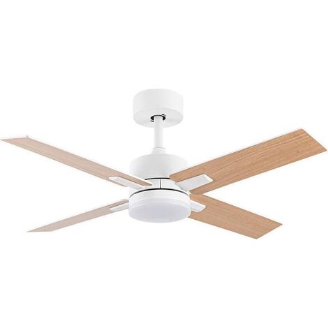 Ventilateur DC 20 W, 4 pales, 6 vitesses, 3000-4000-6500 K, 2350 lm, télécommande, mémoire et minuteur, idéal pour climatiser les espaces. (1/5)