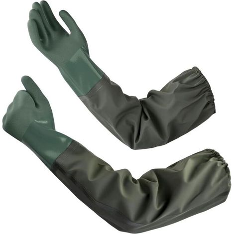 70cm Gants Longs Gant Menage en Caoutchouc Gants Protection Imperméables Étanches Antidérapants pour Nettoyage D'étang, Industrie Chimique, Agriculture, Pêche, Construction (1/5)