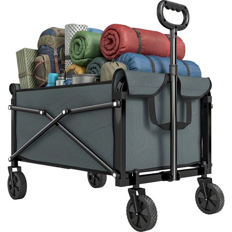 Outsunny 81L Festival Trolley on Wheels, Garden Folding Trolley Cart, Grey