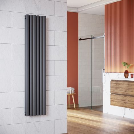 SONNI Design Pannello Radiatore Tubi 1600 x 354 mm Antracite Doppio Strato Radiatore Bagno Collegamento Centrale Tubi Verticali Radiatore (1/5)