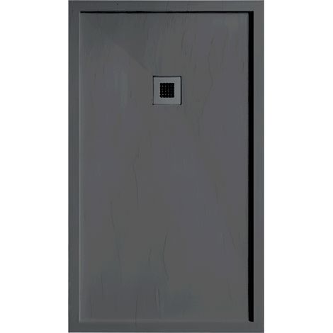 Plato de ducha resina SARIN grafito  80x100 cm rejilla acero inox.