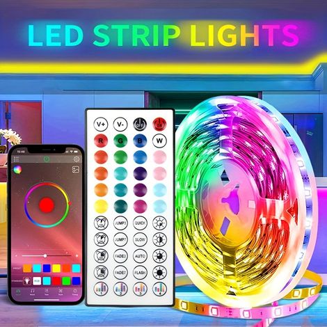Éclairage d'ambiance, rubans lumineux Kit de bande lumineuse LED intelligente avec 44 boutons, bande lumineuse flexible basse（Y021） (1/5)