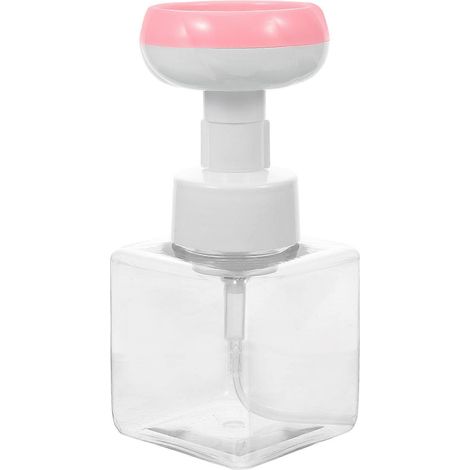Distributeur de savon mousse en flacon pompe, design compact, rose, 250 ml, kit rechargeable. (1/5)