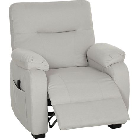 Elektrisch verstellbarer Relaxsessel mit USB-Anschluss, Fußstütze, Seitentaschen, Fernbedienung, 96 x 90 x 103 cm, cremefarben (1/5)