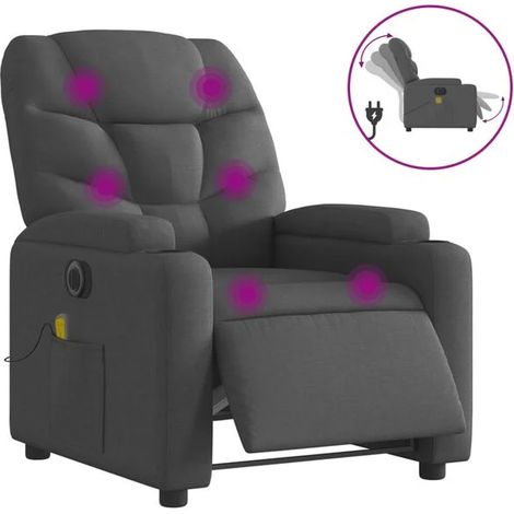Fauteuil inclinable de massage électrique en tissu gris foncé (1/5)