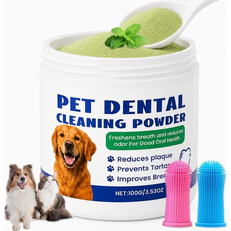 Poudre de soin dentaire 100 g, soins dentaires pour chiens et chats, avec (1/5)