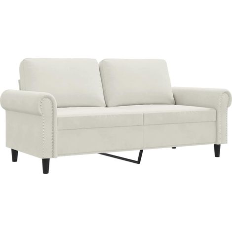 Divano a 2 Posti Sofa crema 140 cm in Velluto (1/5)