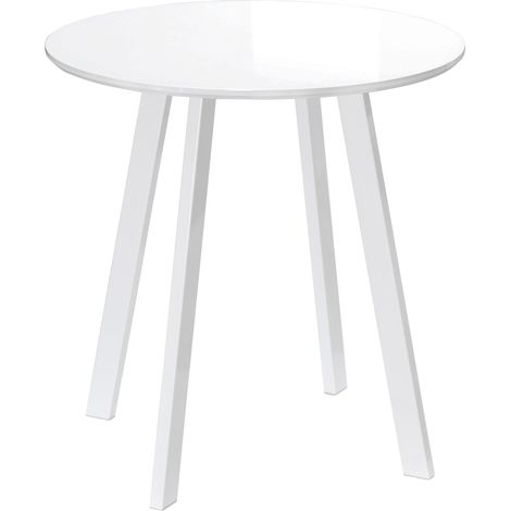 Table ronde à manger, table de cuisine, table d'appoint, table de salle à manger, pieds inclinés, blanche, 72 x 72 x 75 cm, haute qualité pour une utilisation durable (1/5)