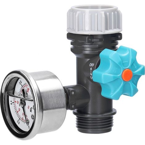 Einstellbarer Wasserdruckregler mit Manometer, Bewässerungssteuerung für Gewächshäuser und Gärten, bleifreier, einstellbarer Wasserdruckminderer aus Messing mit G3/4-Zoll-Manometer (1/5)