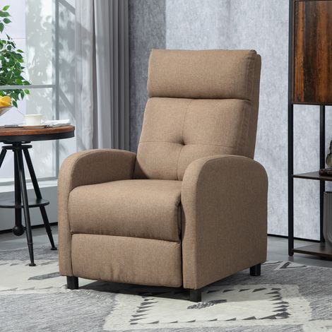 Sillón Reclinable Manual Sofá Individual con Reclinación hasta 155º Carga 150 kg Marrón (1/5)