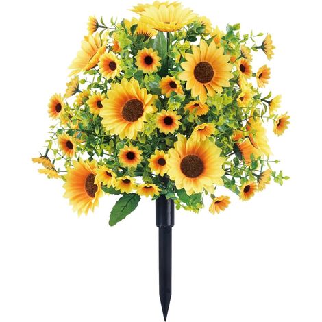Fleurs Artificielles Extérieur 22" avec Piquets & Tuteurs – Arbustes Synthétiques Résistants, Déco Jardin Ferme, Porche, Patio, Mariage, Accessoire Jardin Durable (1 Unité) (1/5)