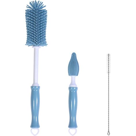 Brosse de nettoyage de biberon en silicone (bleu)