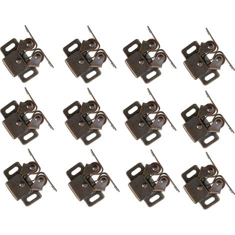 Set mit 12 Doppelrollen-Schrankriegeln, Türschließer aus poliertem Messing für Schränke, Schubladen und Kleiderschränke – Bronze