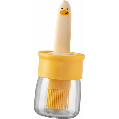 Bouteille d'huile avec pinceau à badigeonner en silicone, distributeur d'huile pour la cuisine, la pâtisserie, les grillades, orange