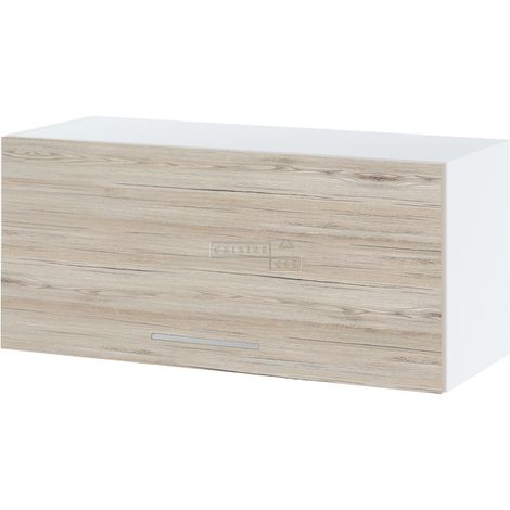 Meuble haut SLIM de cuisine Bellissi Noyer blanchi 1 porte relevable, L 80 cm