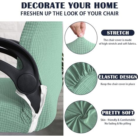 Housse de Chaise de Bureau avec Housse d'appui-tête Extensible Housse Fauteuil de Bureau Imperméable avec Zip Couverture Chaise d'ordinateur Lavable Vert d'armée (1/5)
