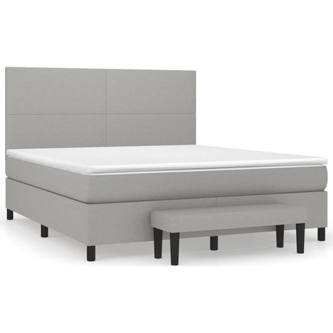 Maison Exclusive - Sommier à lattes de lit avec matelas Gris clair 180x200cm Tissu (1/5)