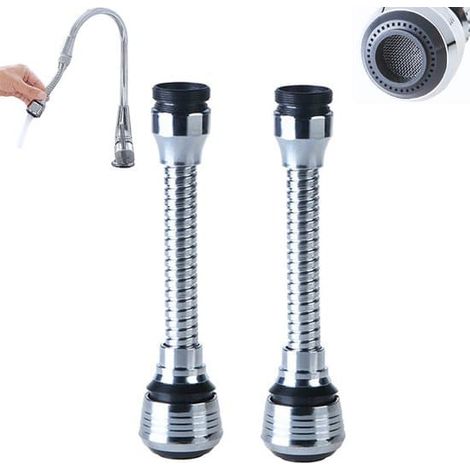 Ensemble de 2 têtes de robinet aérateur/pulvérisateur rotatives à 360° (1/5)