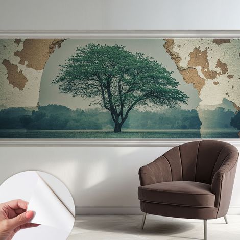 Papier peint autocollant avec imprimé pour décoration intérieure pour rénovation a motif Arbre solitaire 250x104 cm (1/5)
