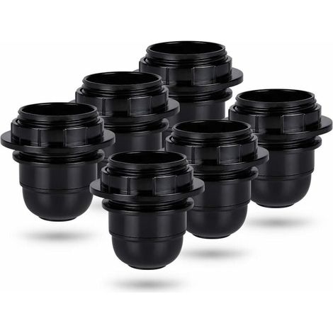 Schwarze E27-Schraubfassung – 6x E27-Lampenfassung mit Kunststoffring – E27-Glühbirnenfassung – E27-Glühbirnenhalter für Decken- und Pendelleuchten – E27-Glühbirnenfassung